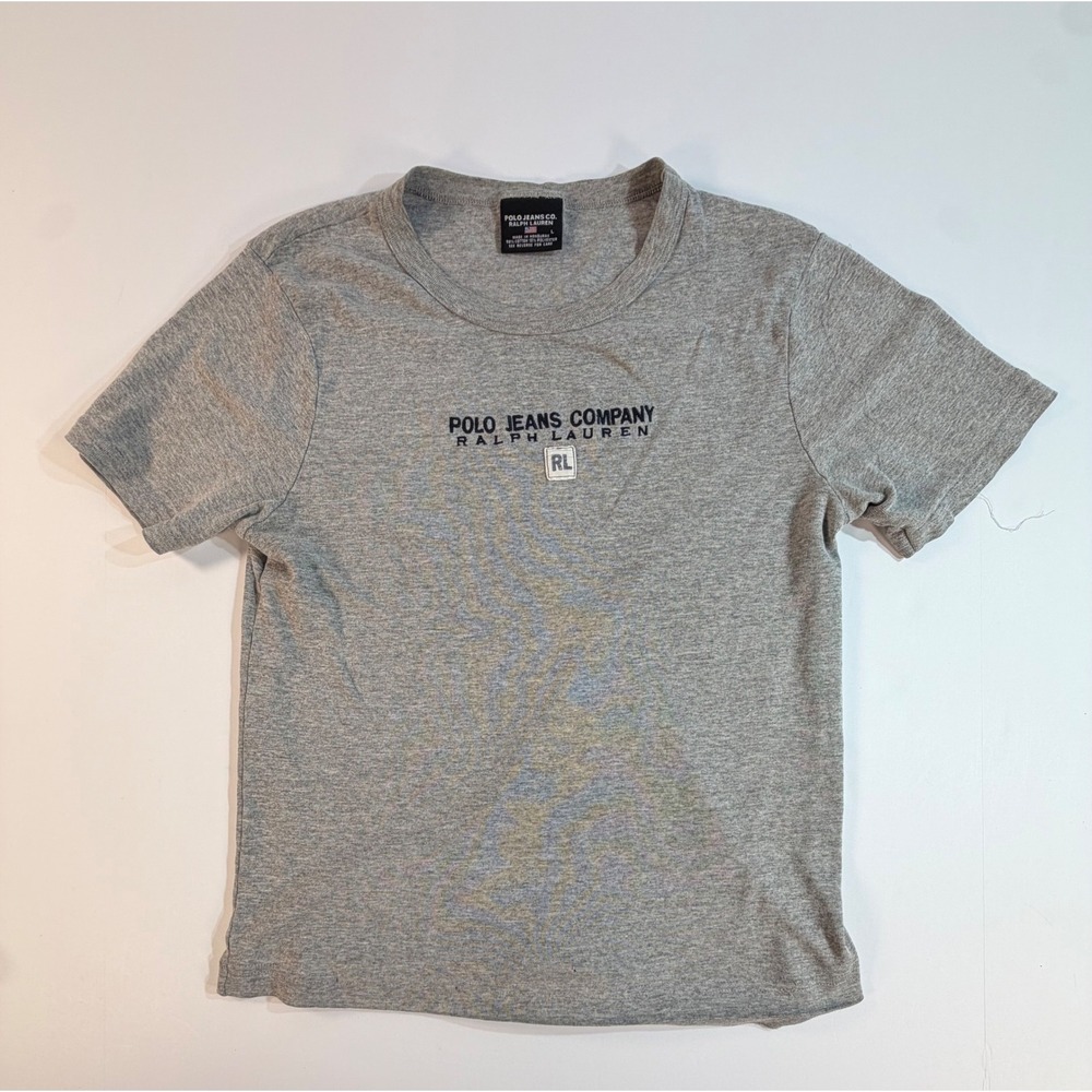 Polo Jeans Co Ralph Lauren Vintage T-Shirt Heather Gray Embroidered Logo Large
